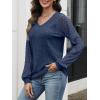 imageANRABESS Lace Long Sleeve Tops for Women 2025 Fall Business Casual V Neck Shirts Work Office Trendy Blouses Fashion OutfitsDark Blue