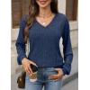 imageANRABESS Lace Long Sleeve Tops for Women 2025 Fall Business Casual V Neck Shirts Work Office Trendy Blouses Fashion OutfitsDark Blue