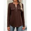 imageANRABESS Long Sleeve Shirts for Women Business Dressy Casual Tops V Neck Half Zipper Blouses 2025 Fall Fashion Work OutfitsBrown