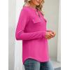 imageANRABESS Long Sleeve Shirts for Women Business Dressy Casual Tops V Neck Half Zipper Blouses 2025 Fall Fashion Work OutfitsHot Pink