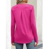 imageANRABESS Long Sleeve Shirts for Women Business Dressy Casual Tops V Neck Half Zipper Blouses 2025 Fall Fashion Work OutfitsHot Pink