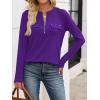 imageANRABESS Long Sleeve Shirts for Women Business Dressy Casual Tops V Neck Half Zipper Blouses 2025 Fall Fashion Work OutfitsPurple