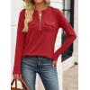 imageANRABESS Long Sleeve Shirts for Women Business Dressy Casual Tops V Neck Half Zipper Blouses 2025 Fall Fashion Work OutfitsRed