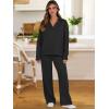 imageANRABESS Lounge Sets for Women 2 Piece Outfits Sweatsuit Set Fall V Neck Sweatshirts Wide Leg Pants TracksuitsBlack