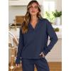 imageANRABESS Lounge Sets for Women 2 Piece Outfits Sweatsuit Set Fall V Neck Sweatshirts Wide Leg Pants TracksuitsNavy Blue
