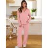 imageANRABESS Lounge Sets for Women 2 Piece Outfits Sweatsuit Set Fall V Neck Sweatshirts Wide Leg Pants TracksuitsPink