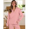 imageANRABESS Lounge Sets for Women 2 Piece Outfits Sweatsuit Set Fall V Neck Sweatshirts Wide Leg Pants TracksuitsPink