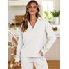 imageANRABESS Lounge Sets for Women 2 Piece Outfits Sweatsuit Set Fall V Neck Sweatshirts Wide Leg Pants TracksuitsWhite