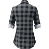 imageANRABESS Plaid Button Down Shirts for Women Long Sleeve Roll Up Checkered Blouse Tops 2025 Fall OutfitsBlack Plaid