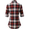 imageANRABESS Plaid Button Down Shirts for Women Long Sleeve Roll Up Checkered Blouse Tops 2025 Fall OutfitsHaute Red