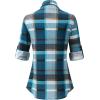 imageANRABESS Plaid Button Down Shirts for Women Long Sleeve Roll Up Checkered Blouse Tops 2025 Fall OutfitsTurquoise Plaid