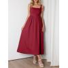 imageANRABESS Sundresses for Women 2025 Summer Casual Sleeveless Square Neck Smocked Flowy Beach Vacation Midi Dress with PocketsBurgundy