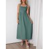 imageANRABESS Sundresses for Women 2025 Summer Casual Sleeveless Square Neck Smocked Flowy Beach Vacation Midi Dress with PocketsGreen