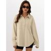 imageANRABESS Sweatshirt for Women Oversized Casual Long Sleeve Side Slit Button Lapel Polo Pullover Tunic Tops 2025 Fall OutfitsKhaki