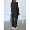 imageANRABESS Womens 2 Piece Lounge Pajama Sets Casual Ribbed Knit V Neck Long Sleeve Jogger Pants Matching Set 2025 Fall OutfitsBlack