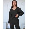 imageANRABESS Womens 2 Piece Lounge Pajama Sets Casual Ribbed Knit V Neck Long Sleeve Jogger Pants Matching Set 2025 Fall OutfitsBlack
