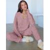 imageANRABESS Womens 2 Piece Lounge Pajama Sets Casual Ribbed Knit V Neck Long Sleeve Jogger Pants Matching Set 2025 Fall OutfitsMauve