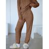 imageANRABESS Womens 2 Piece Lounge Pajama Sets Casual Ribbed Knit V Neck Long Sleeve Jogger Pants Matching Set 2025 Fall OutfitsTan