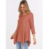 imageANRABESS Womens 34 Sleeve Flowy Tunic Tops Crew Neck Ribbed Loose Fit Side Slit Shirts Casual Blouses 2025 Fall ClothesBurnt Orange