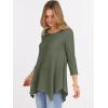 imageANRABESS Womens 34 Sleeve Flowy Tunic Tops Crew Neck Ribbed Loose Fit Side Slit Shirts Casual Blouses 2025 Fall ClothesDeep Green