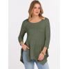 imageANRABESS Womens 34 Sleeve Flowy Tunic Tops Crew Neck Ribbed Loose Fit Side Slit Shirts Casual Blouses 2025 Fall ClothesDeep Green