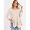 imageANRABESS Womens 34 Sleeve Flowy Tunic Tops Crew Neck Ribbed Loose Fit Side Slit Shirts Casual Blouses 2025 Fall ClothesYellow Beige