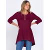imageANRABESS Womens 34 Sleeve Long Tunic Tops for Leggings High Low Henley Shirts Dressy Casual Loose Blouses 2025 Fall FashionBurgundy