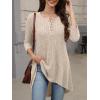 imageANRABESS Womens 34 Sleeve Long Tunic Tops for Leggings High Low Henley Shirts Dressy Casual Loose Blouses 2025 Fall FashionLight Khaki