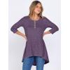 imageANRABESS Womens 34 Sleeve Long Tunic Tops for Leggings High Low Henley Shirts Dressy Casual Loose Blouses 2025 Fall FashionPurple