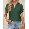 imageANRABESS Womens Dressy Chiffon Blouses V Neck Petal Short Sleeve Shirts 2025 Summer Casual Business Office Work TopsArmy Green