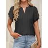 imageANRABESS Womens Dressy Chiffon Blouses V Neck Petal Short Sleeve Shirts 2025 Summer Casual Business Office Work TopsBlack