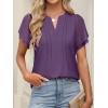 imageANRABESS Womens Dressy Chiffon Blouses V Neck Petal Short Sleeve Shirts 2025 Summer Casual Business Office Work TopsDark Purple