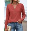 imageANRABESS Womens Eyelet Tops Long Sleeve Henley Shirts Business Dressy Casual Blouse Vacation TShirt 2025 Fall OutfitsBurnt Orange