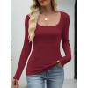 imageANRABESS Womens Long Sleeve Fleece Thermal Tops Square Neck Fitted Basic Thick Layering Shirt 2025 Fall Winter OutfitsDark Red
