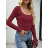 imageANRABESS Womens Long Sleeve Fleece Thermal Tops Square Neck Fitted Basic Thick Layering Shirt 2025 Fall Winter OutfitsDark Red