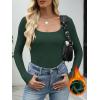 imageANRABESS Womens Long Sleeve Fleece Thermal Tops Square Neck Fitted Basic Thick Layering Shirt 2025 Fall Winter OutfitsForest Green