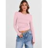 imageANRABESS Womens Long Sleeve Shirts Crew Neck Fitted Knit Casual TShirt Going Out Tops Basic Tees Fall Fashion Outfits 2025Pink
