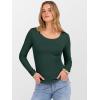 imageANRABESS Womens Long Sleeve Shirts Crewneck Curved Hem Rib Knit Slim Fit Basic Y2K Tops 2025 Fall Outfits Casual Work TeesDark Green