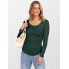 imageANRABESS Womens Long Sleeve Shirts Crewneck Curved Hem Rib Knit Slim Fit Basic Y2K Tops 2025 Fall Outfits Casual Work TeesDark Green