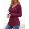 imageANRABESS Womens Long Sleeve Shirts V Neck Lightweight Sweater Tops 2025 Fall Dressy Casual Work Tunic BlouseBurgundy