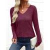 imageANRABESS Womens Long Sleeve Shirts V Neck Lightweight Sweater Tops 2025 Fall Dressy Casual Work Tunic BlouseBurgundy