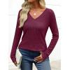 imageANRABESS Womens Long Sleeve Shirts V Neck Lightweight Sweater Tops 2025 Fall Dressy Casual Work Tunic BlouseBurgundy