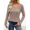 imageANRABESS Womens Long Sleeve Shirts V Neck Lightweight Sweater Tops 2025 Fall Dressy Casual Work Tunic BlouseTan