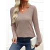 imageANRABESS Womens Long Sleeve Shirts V Neck Lightweight Sweater Tops 2025 Fall Dressy Casual Work Tunic BlouseTan