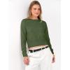 imageANRABESS Womens Long Sleeve Sweaters Cropped Crew Neck Business Casual Light Weight Sweater Tops Fall Fashion Clothes 2025Army Green