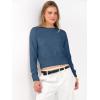 imageANRABESS Womens Long Sleeve Sweaters Cropped Crew Neck Business Casual Light Weight Sweater Tops Fall Fashion Clothes 2025Deep Blue