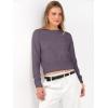 imageANRABESS Womens Long Sleeve Sweaters Cropped Crew Neck Business Casual Light Weight Sweater Tops Fall Fashion Clothes 2025Deep Purple