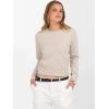 imageANRABESS Womens Long Sleeve Sweaters Cropped Crew Neck Business Casual Light Weight Sweater Tops Fall Fashion Clothes 2025Light Almond
