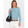 imageANRABESS Womens Long Sleeve Sweaters Cropped Crew Neck Business Casual Light Weight Sweater Tops Fall Fashion Clothes 2025Light Blue