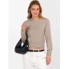 imageANRABESS Womens Long Sleeve Sweaters Cropped Crew Neck Business Casual Light Weight Sweater Tops Fall Fashion Clothes 2025Tan